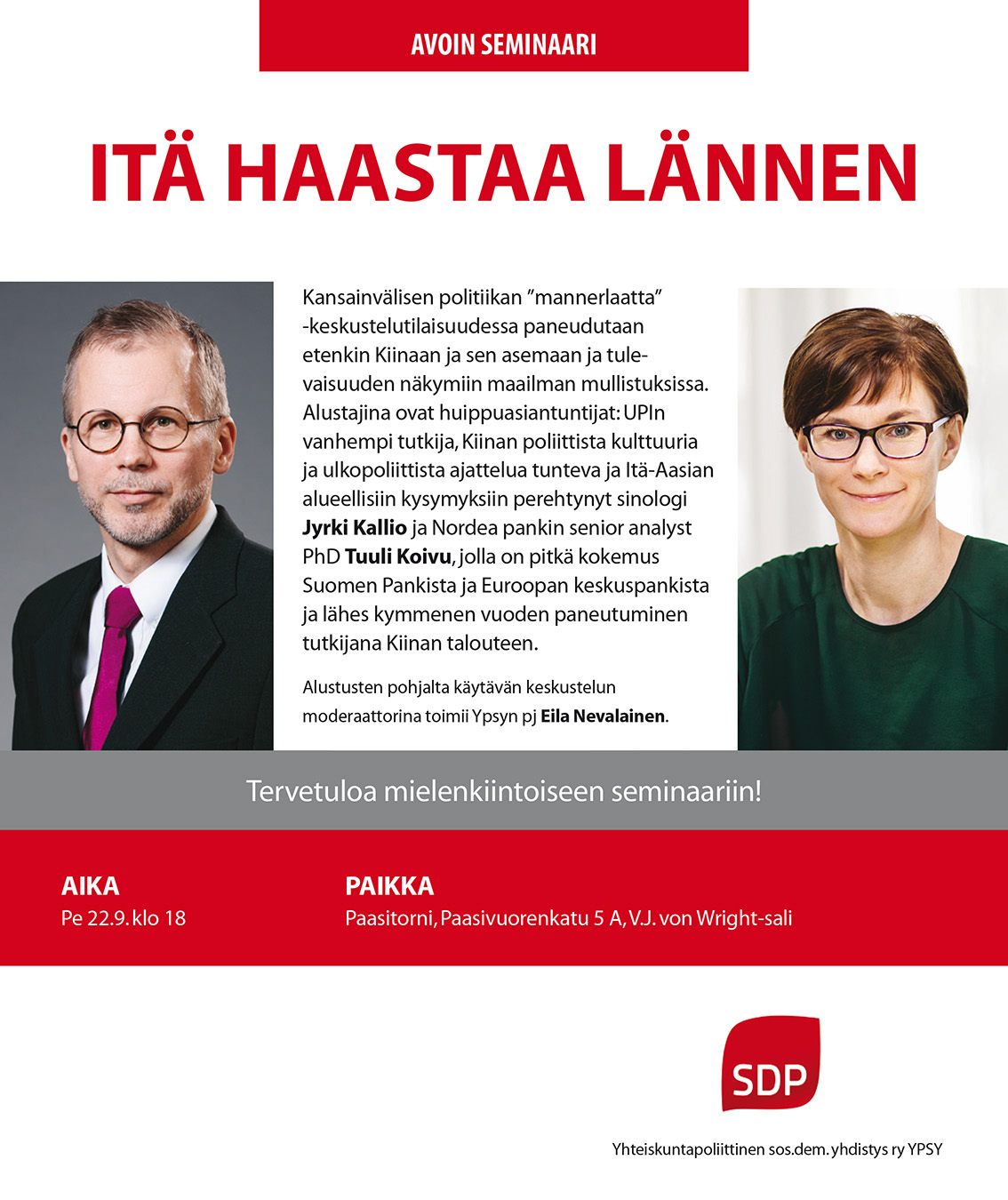 Itä haastaa lännen -keskustelutilaisuus 22.9.2017